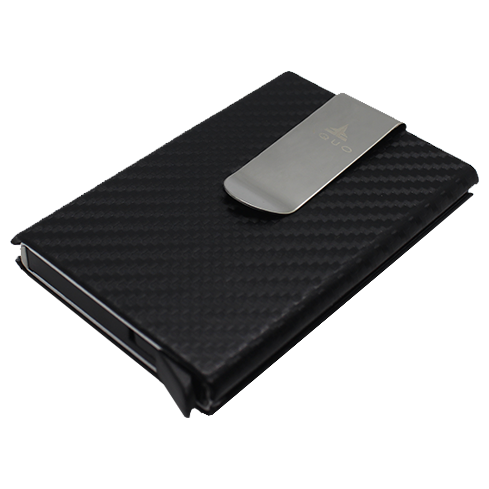 Black Wallet Cardholder RFID Blocking PU Leather Credit cards Ids Carbon fiber design