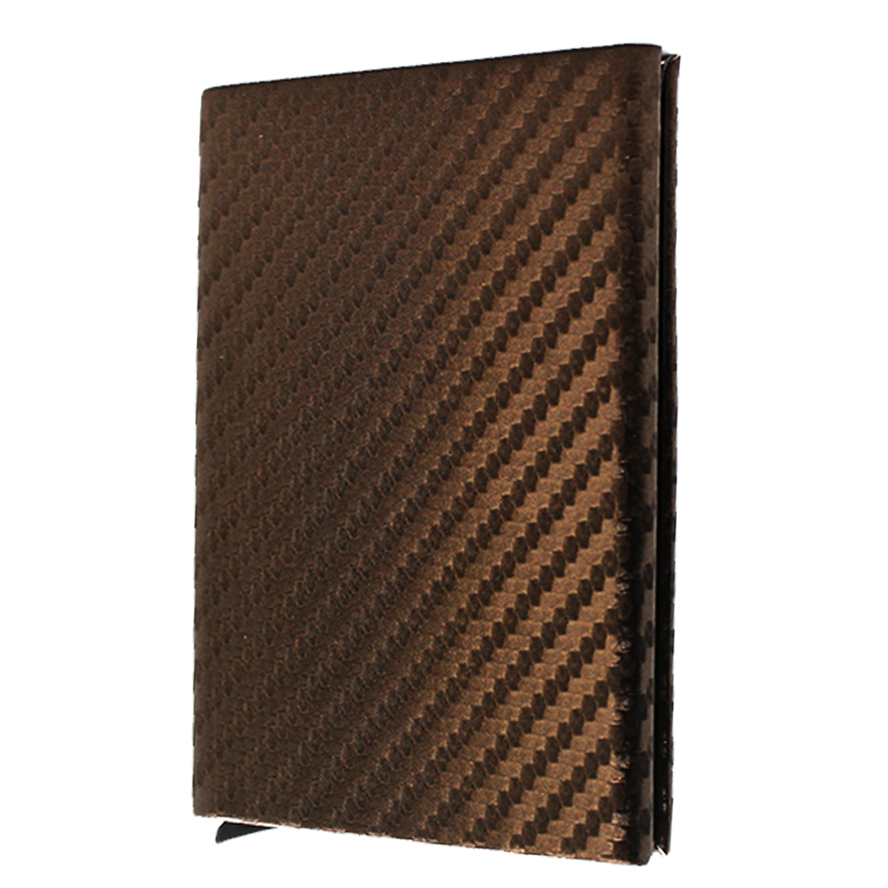 Brown Wallet Cardholder RFID Blocking PU Leather Credit cards Ids Carbon fiber design