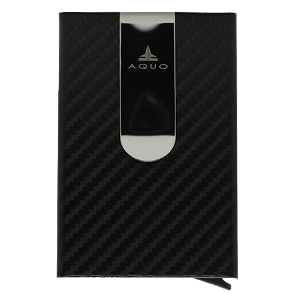Black Wallet Cardholder RFID Blocking PU Leather Credit cards Ids Carbon fiber design
