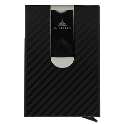 Black Wallet Cardholder RFID Blocking PU Leather Credit cards Ids Carbon fiber design