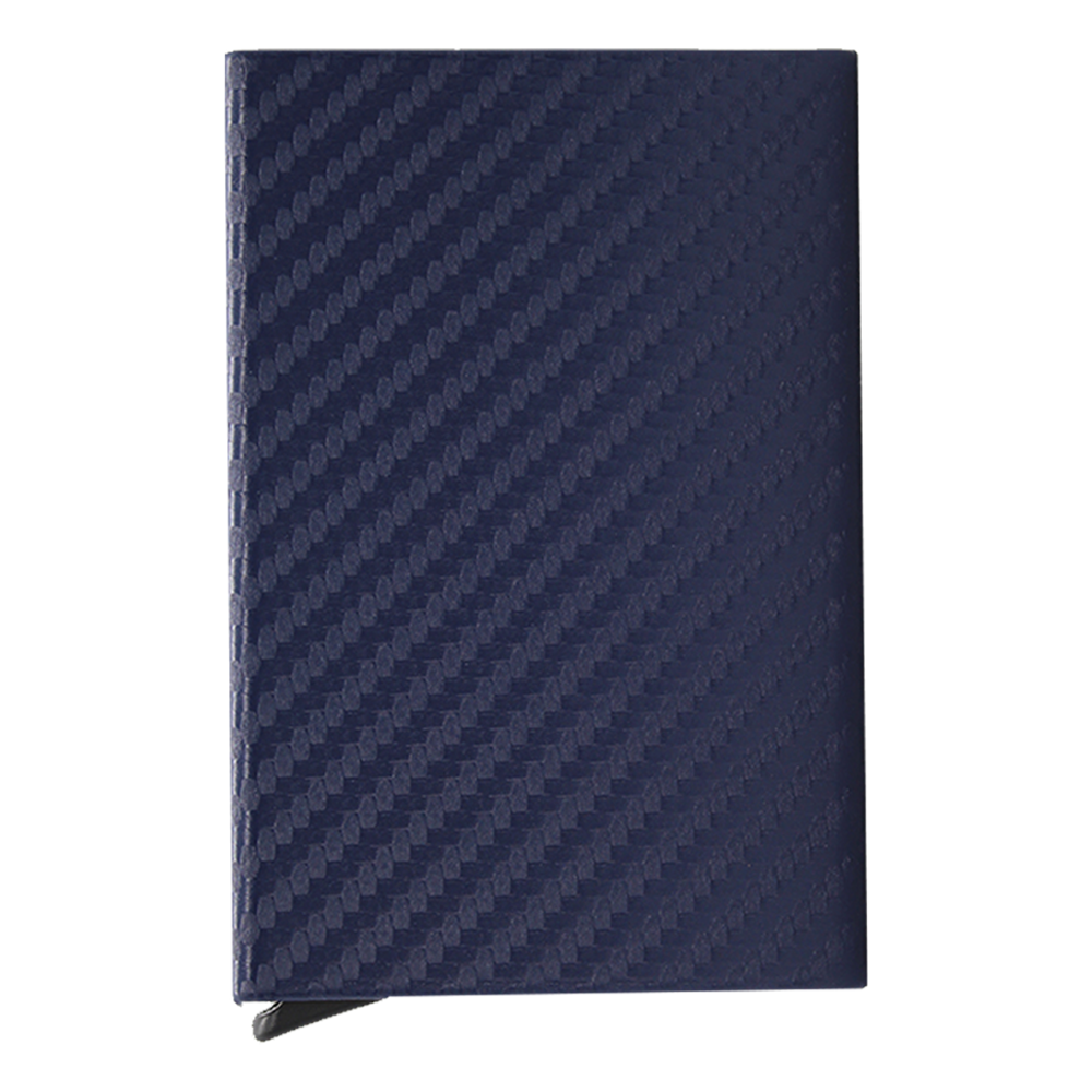 Blue Wallet Cardholder RFID Blocking PU Leather Credit cards Ids Carbon fiber design