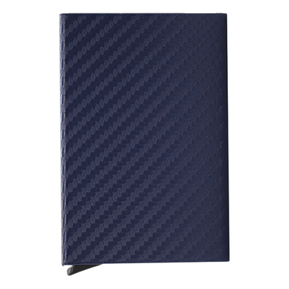 Blue Wallet Cardholder RFID Blocking PU Leather Credit cards Ids Carbon fiber design