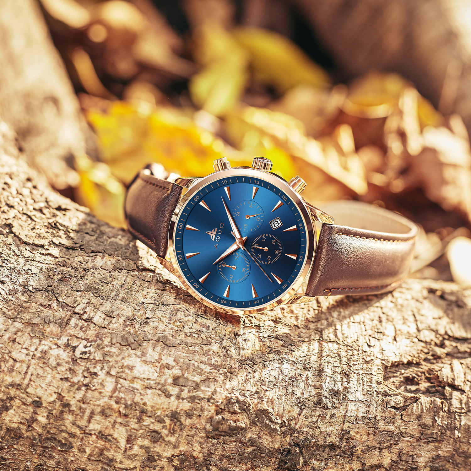 Chestnut Mens Brown Leather Watch Buy Best Watches In UAE AQUO